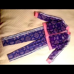 Girls size 11/12yrs Adidas purple floral print matching set